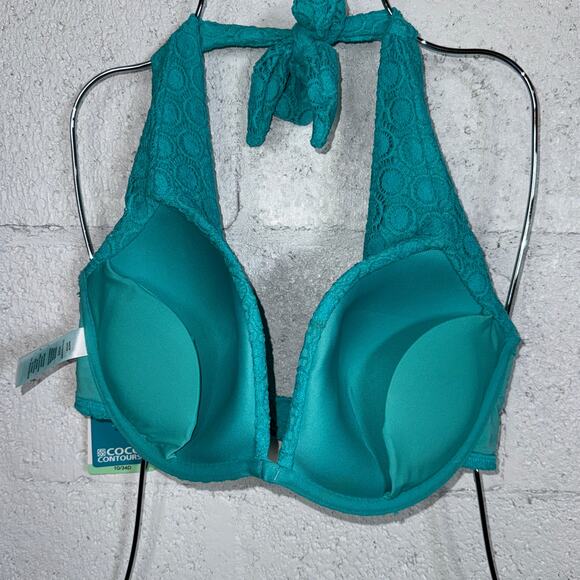 Coco Reef Womens Cameo Halter Bikini To Aqua Marine 10/ 34D, $80 - Picture 7 of 9